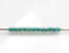 Picture of Japanese seed beads, round, size 11/0, Toho, opaque teal green-lined, light sapphire blue, rainbow