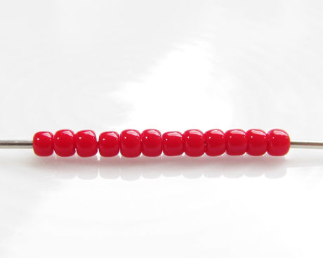 Image de Perles de rocailles japonaises, rondes, taille 11/0, Toho, opaque, rouge poivron