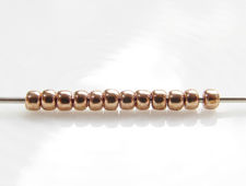 Picture of Japanese seed beads, round, size 11/0, Toho, galvanized, almond or very light brown, PermaFinish