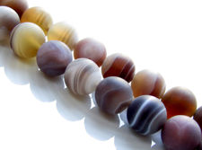 Picture of 8x8 mm, round, gemstone beads, Botswana agate, natural, frosted