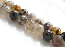 Picture of 10x10 mm, round, gemstone beads, crackle agate, taupe grey, faceted