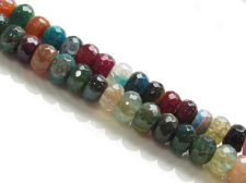 Picture of 5x8 mm, rondelle, gemstone beads, crackle agate, multicolored, muted shades, faceted