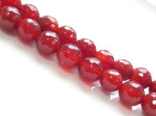 Picture of 10x10 mm, round, gemstone beads, deep red agate, faceted