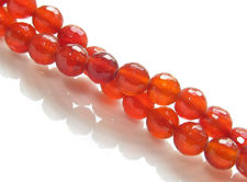 Picture of 6x6 mm, round, gemstone beads, red carnelian, faceted