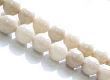 Picture of 8x8 mm, round, gemstone beads, river stone, antique white, natural