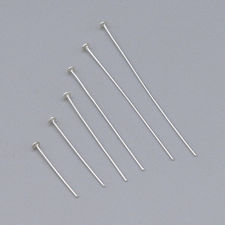 Picture of Head pins, 1.77 inches, 24 gauge, sterling silver, 2 pieces