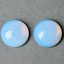 Picture of 14x14 mm, round, gemstone cabochons, opalite, opal quartz or milky quartz