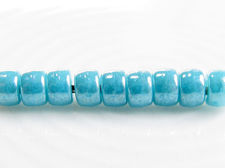 Picture of Czech seed beads, size 8, opaque, turquoise blue or crayola sky blue, luster