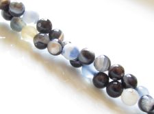 Picture of 6x6 mm, round, gemstone beads, natural striped agate, brown and blue