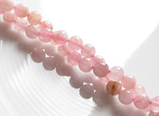 Image de 6x6 mm, perles rondes, pierres gemmes, quartz rose de Madagascar, naturel, qualité B