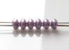 Picture of 5x2.5 mm, SuperDuo beads, Czech glass, 2 holes, opaque, chalk white, metallic amethyst purple luster