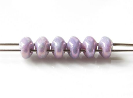 Picture of 5x2.5 mm, SuperDuo beads, Czech glass, 2 holes, opaque, chalk white, nebula finishing