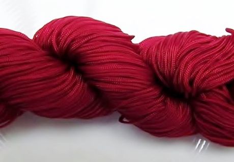 Afbeeldingen van Chinese knopenkoord - gevlochten nylon koord, 0.8 mm, granaat rood, 5 meter